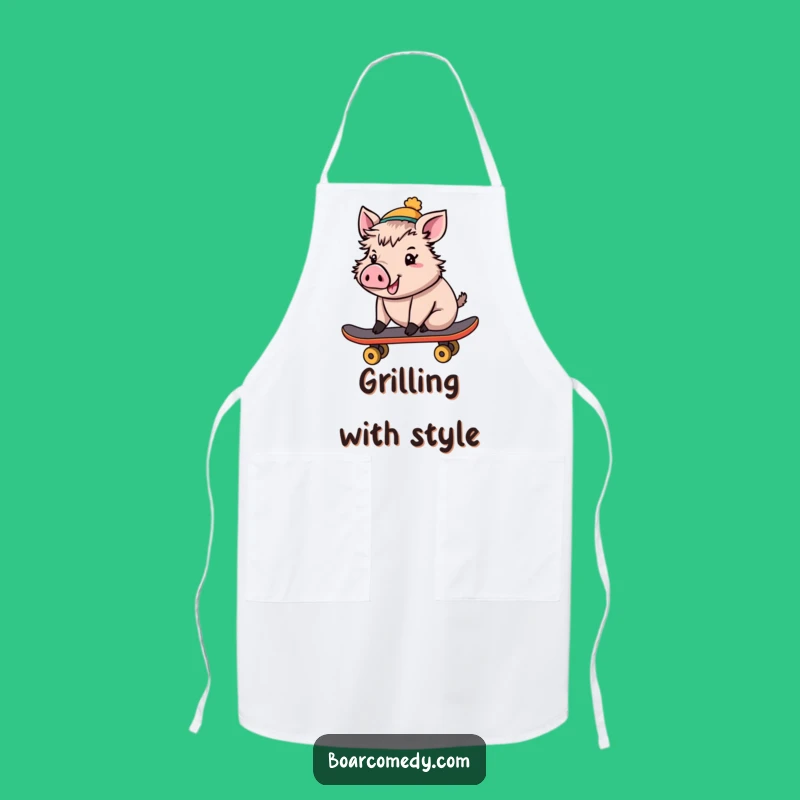 Funny Cheerful Boar Skateboard Apron: Cook Up Some Fun with This Hilarious Gear