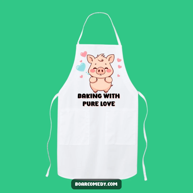 Funny Chubby Boar Heart Bubbles Apron - Kitchen Fun Funny Gift