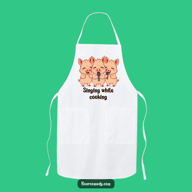 Funny Giggling Boars Microphones Apron - Kitchen Comedy Funny Gift