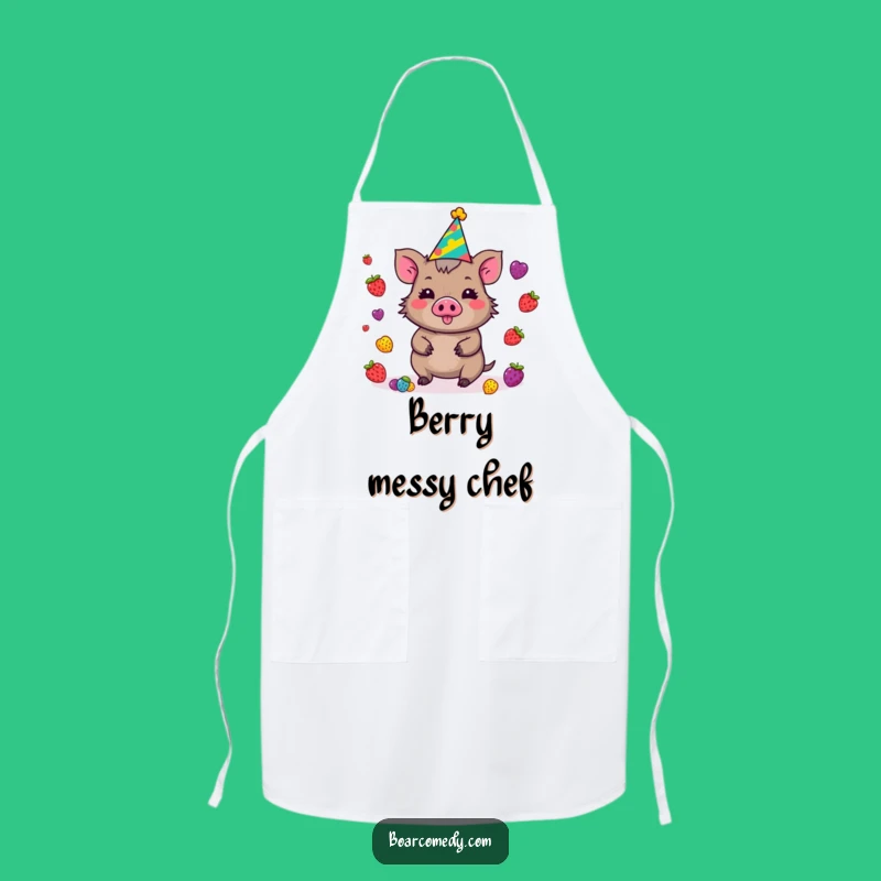 Funny Kawaii Boar Apron - Kitchen Juggling Berries Chef Gift
