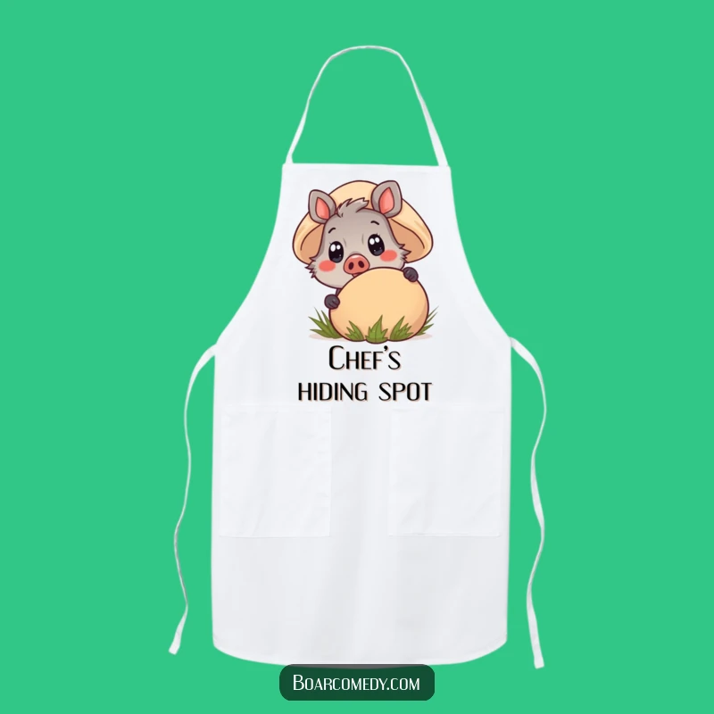 Funny Kawaii Boar Apron - Mushroom Peek Kitchen Fun Gift