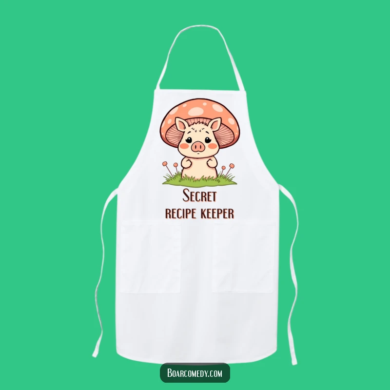 Funny Surprised Boar Behind Mushroom Apron - Cook with a Peek!