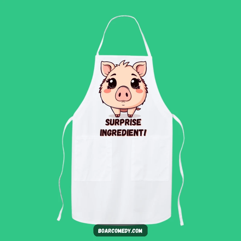 Funny Surprised Kawaii Boar Eyes Wide Apron - Kitchen Surprise