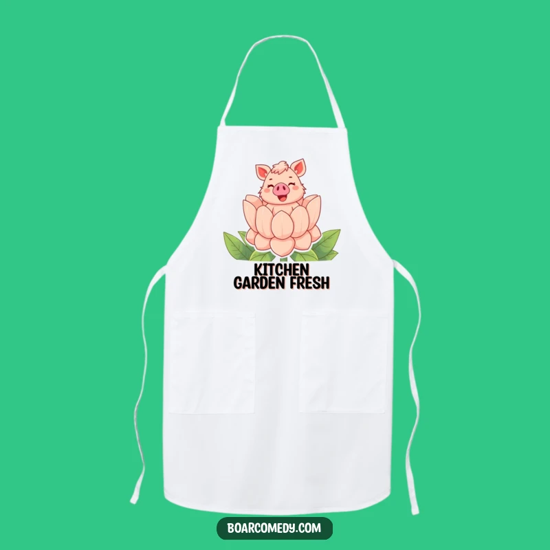 Funny Bubbly Boar Flower Apron, Hilarious Kitchen Wear for a Cheerful Cook
