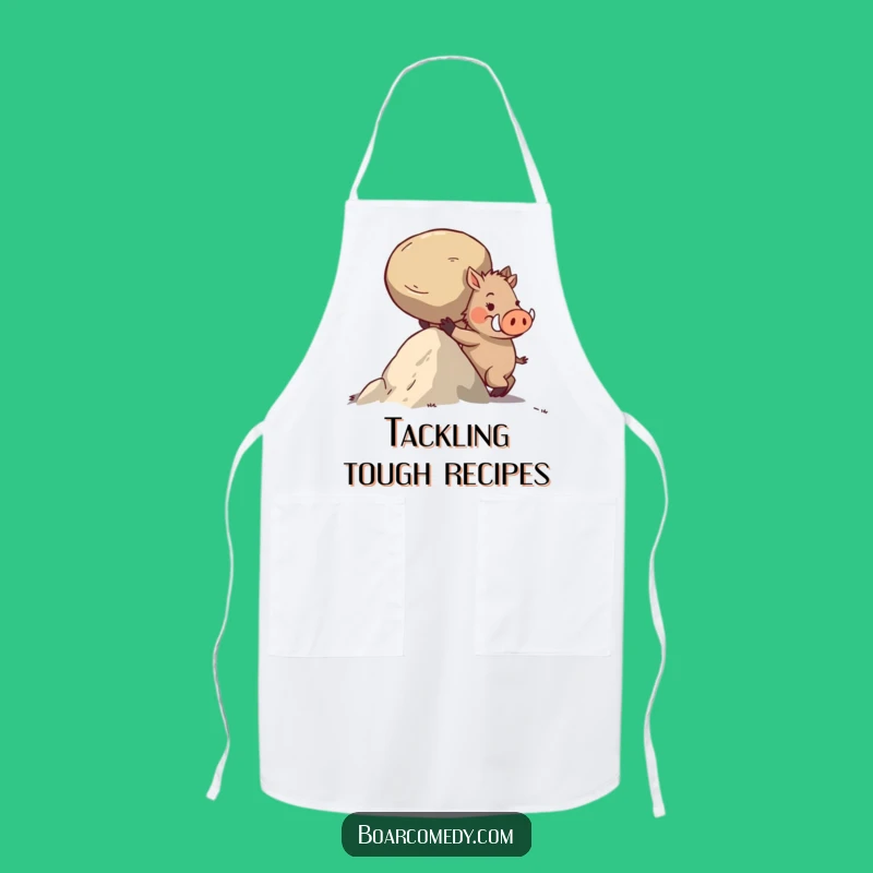 Funny Boar Uphill Push Apron: Cook with Determination and Humor