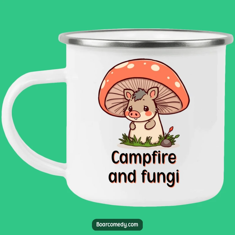 Funny Kawaii Boar Camping Mug: Durable Peeking Boar & Mushroom, Best Funny Gift