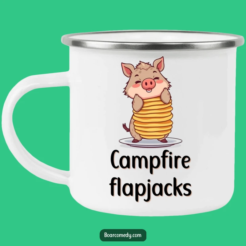 Funny Pancake Boar Camping Mug, Durable and Hilarious for Outdoor Breakfasts