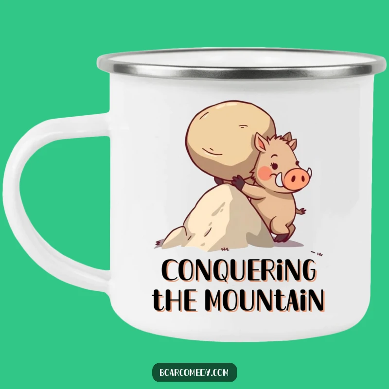 Funny Boar Uphill Push Camping Mug: Adventure Fueled by Determination