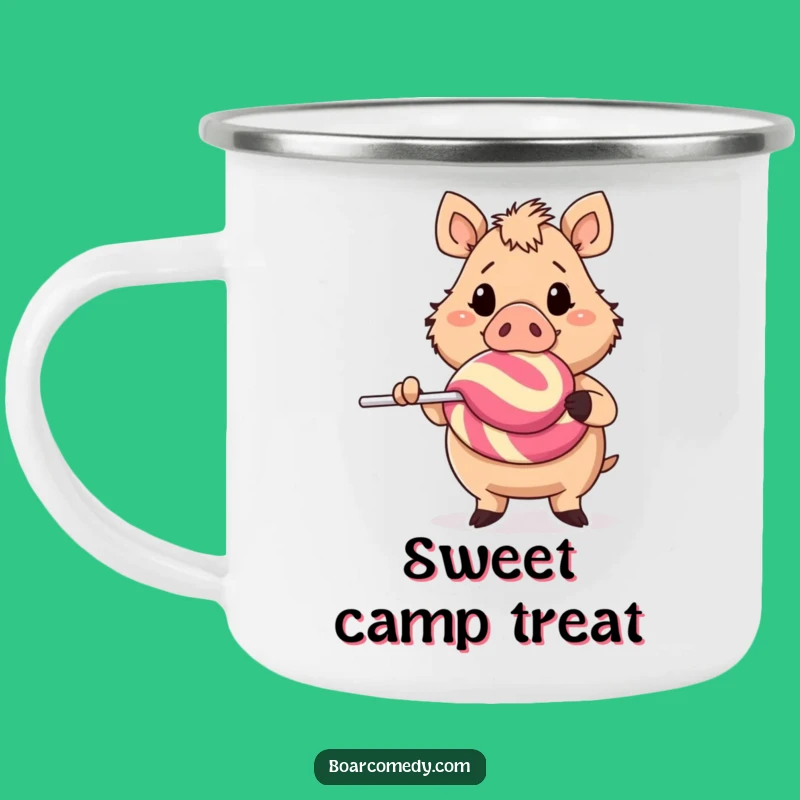 Funny Cheerful Boar Giant Lollipop Camping Mug - Durable & Fun Funny Gift