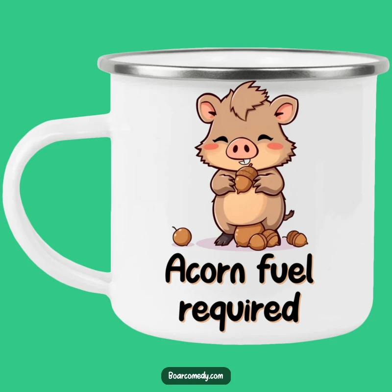 Funny Kawaii Boar Camping Mug - Acorn Balance Outdoor Mischief Gift