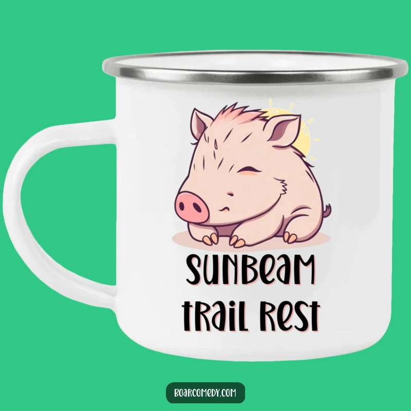 Funny Kawaii Boar Camping Mug - Sunbeam Nap Adventure - Durable & Perfect Funny Gift