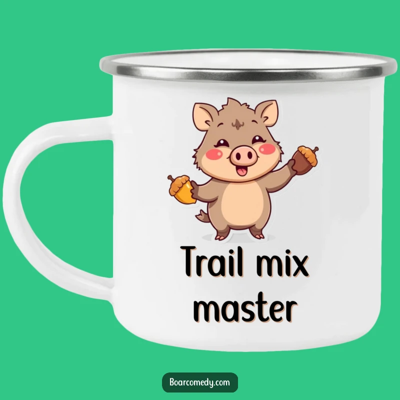 Funny Kawaii Boar Juggling Acorns Camping Mug - Adventure-Ready Laughs!