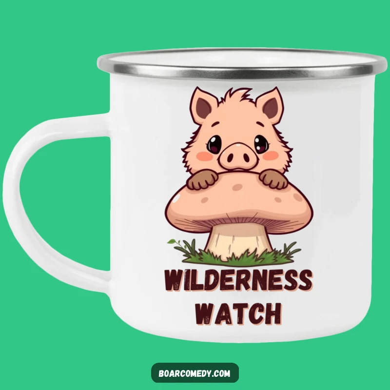 Funny Boar Mushroom Peek Camping Mug: Adventure & Humorous Discovery