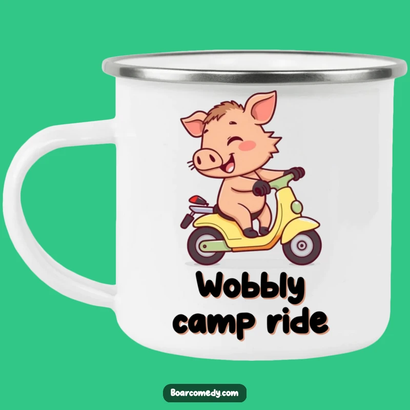 Funny Boar on Wobly Scooter Camping Mug - Adventure Fuel!