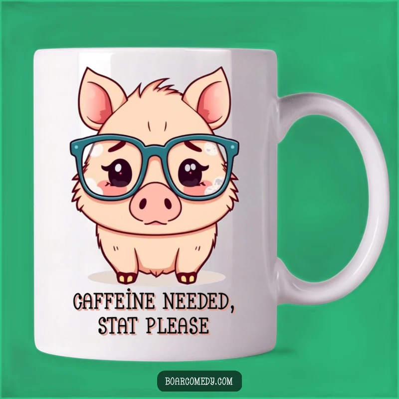 Funny Confused Kawaii Boar Glasses Mug - Hilarious Gift for Thinkers