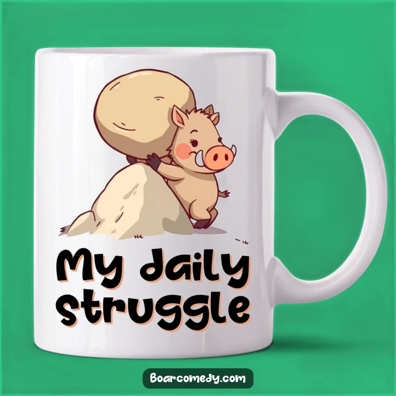 Funny Boar Uphill Push Mug: Hilarious Gift for the Persistent Hard Worker