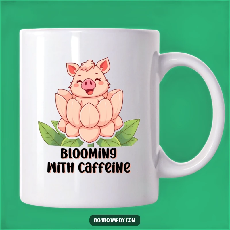 Funny Bubbly Boar Flower Mug, Joyful Surprise Gift for Nature and Humor Lovers