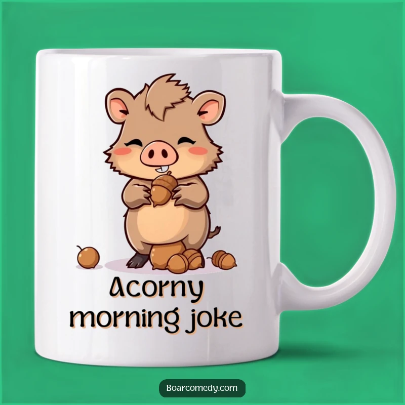 Funny Kawaii Boar Acorn Mug - Mischievous Balance Keeper Gift
