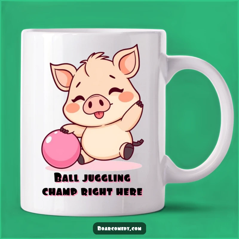 Funny Kawaii Boar Bouncing Ball Mug - Adorable Gift for Boar Lovers
