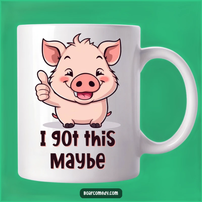 Funny Kawaii Boar Thumbs Up Mug: Hilarious Grin Gift for Boar Lovers