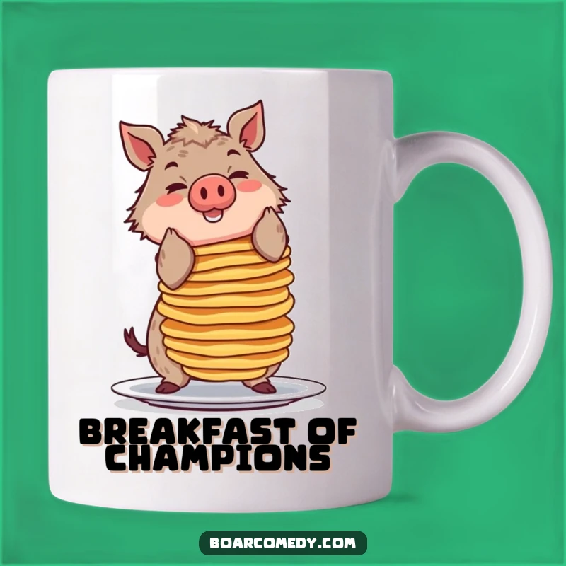 Funny Pancake Boar Mug, Hilarious Breakfast Challenge Gift for Coffee Lovers