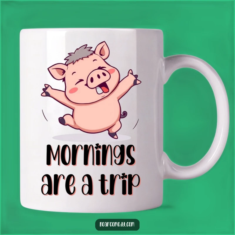 Funny Kawaii Boar Tripping Mug: Comical Flail Coffee Cup, Hilarious Funny Gift