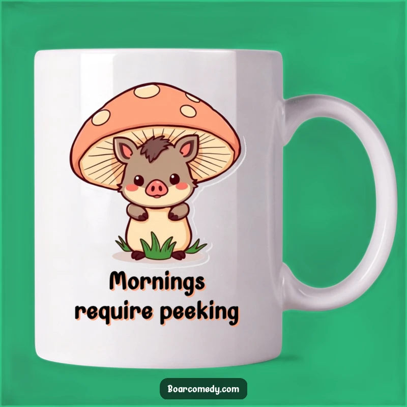 Funny Kawaii Boar Mushroom Mug: Whimsical & Cute Gift for Nature Lovers