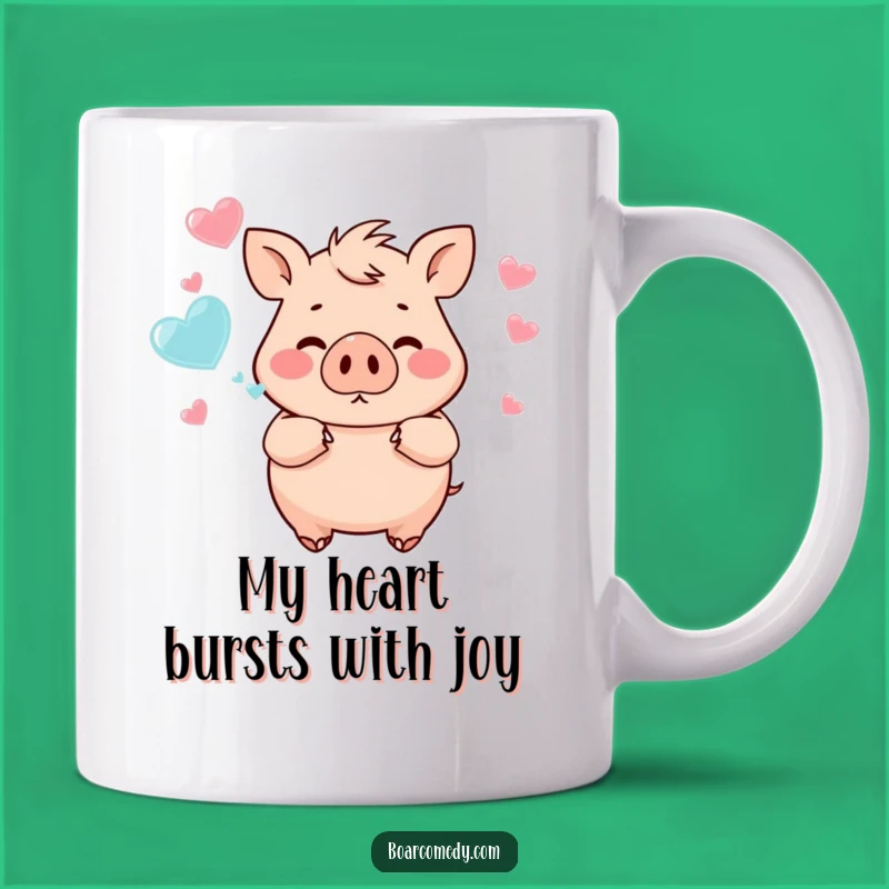 Funny Chubby Boar Blowing Heart Bubbles Mug - Adorable & Sweet Funny Gift