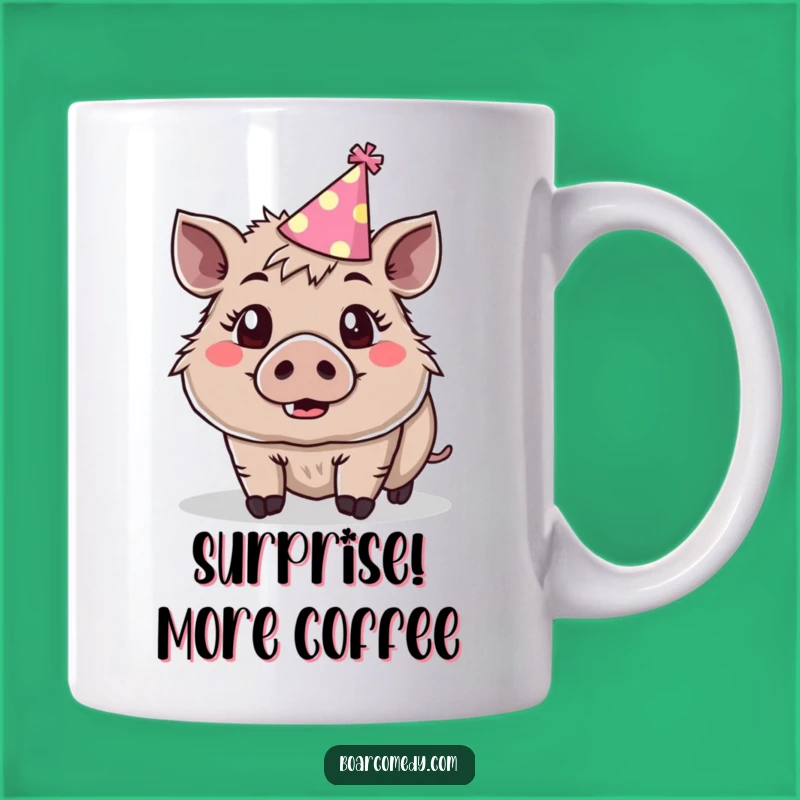Funny Party Boar Mug - Surprised Character, Birthday Fun, Perfect Funny Gift