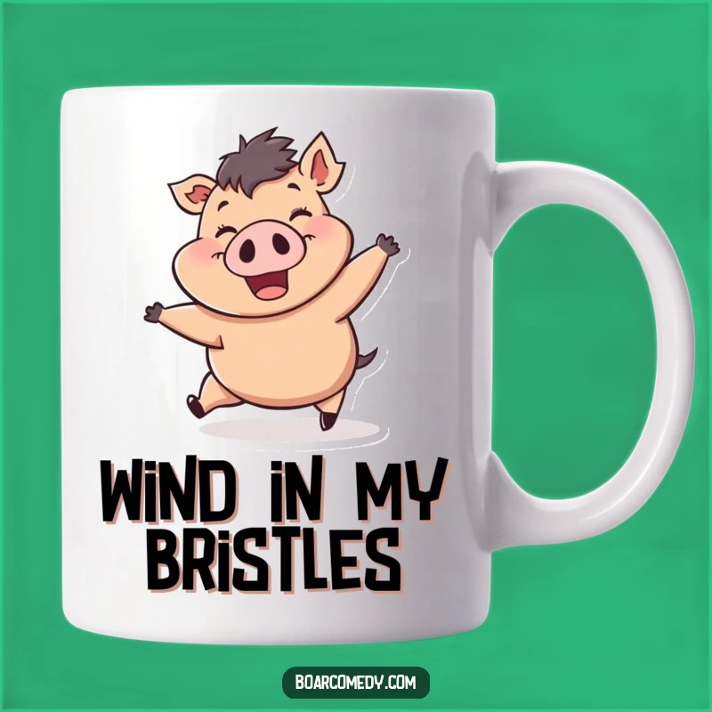Funny Wind-Pushed Boar Mug: Embrace the Gust with Joyful Humor