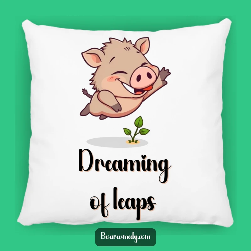 Funny Boar Leaping Sprout Pillow: Comfy Cuddles with a Hilarious Vibe