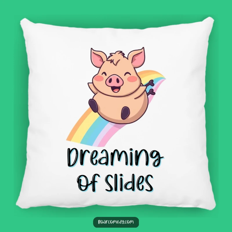Funny Boar Rainbow Slide Pillow, Soft Comfort with a Hilarious, Joyful Design