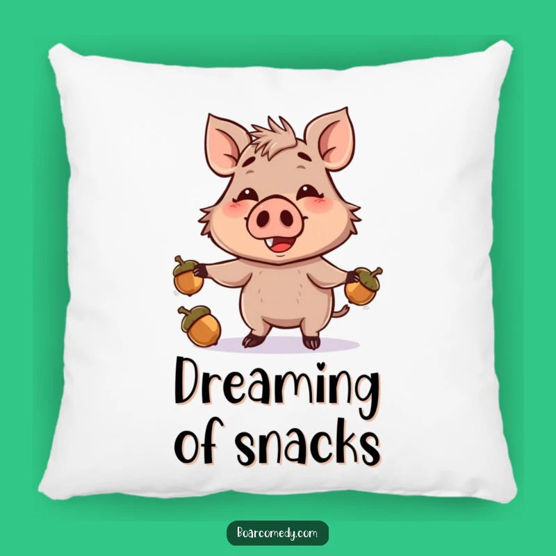 Funny Boar Juggling Acorns Pillow: Cozy Comfort with Playful Charm