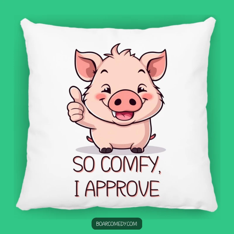 Funny Kawaii Boar Thumbs Up Pillow: Cozy Grin Cushion, Ideal Funny Gift