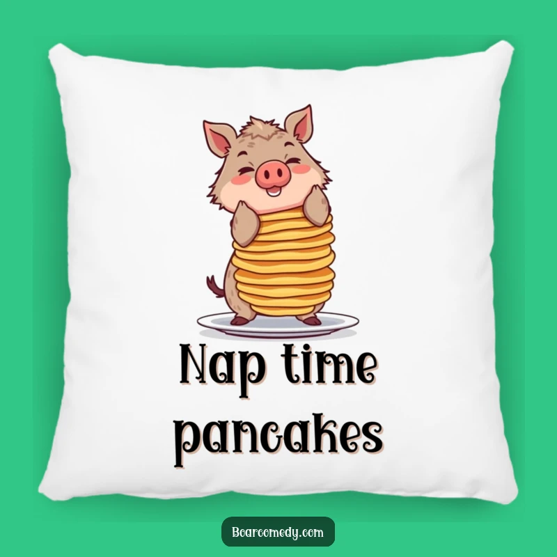 Funny Pancake Boar Pillow, Soft Comfort with a Hilarious Breakfast Balancing Act