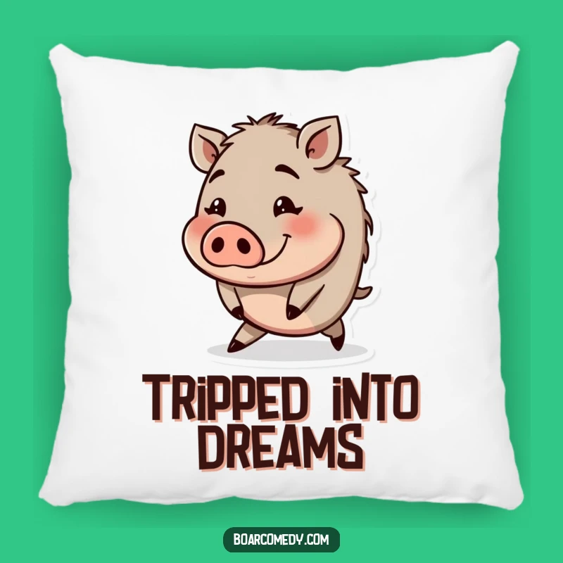 Funny Tripping Boar Pillow: Soft Round Character, Cute Funny Gift