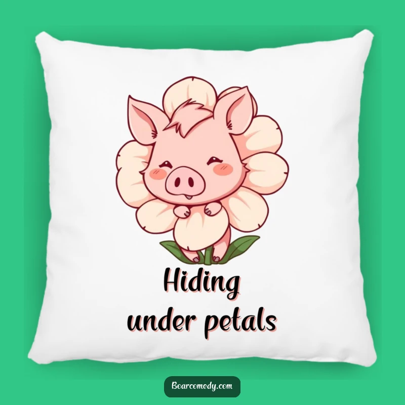 Funny Shy Boar Pillow: Cuddle Up with Sweet Flower Comfort