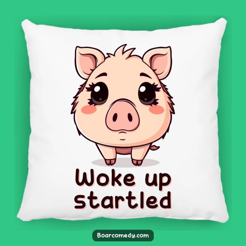 Cozy Funny Surprised Kawaii Boar Eyes Wide Pillow - Huggable Shock