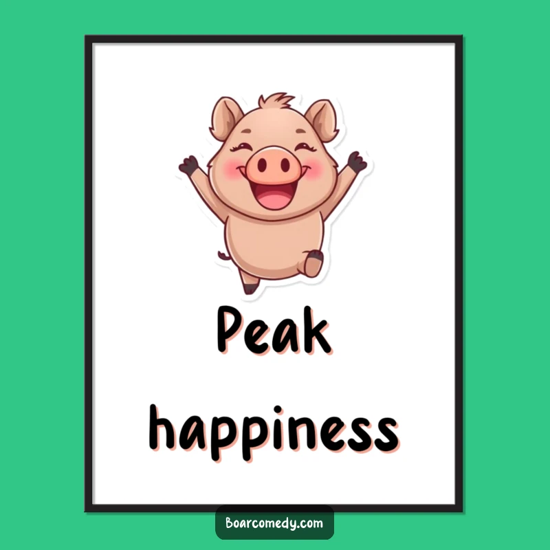 Funny Boar Digital Art - Joyful Leaping Character Download, Instant Smiles, Perfect Funny Gift