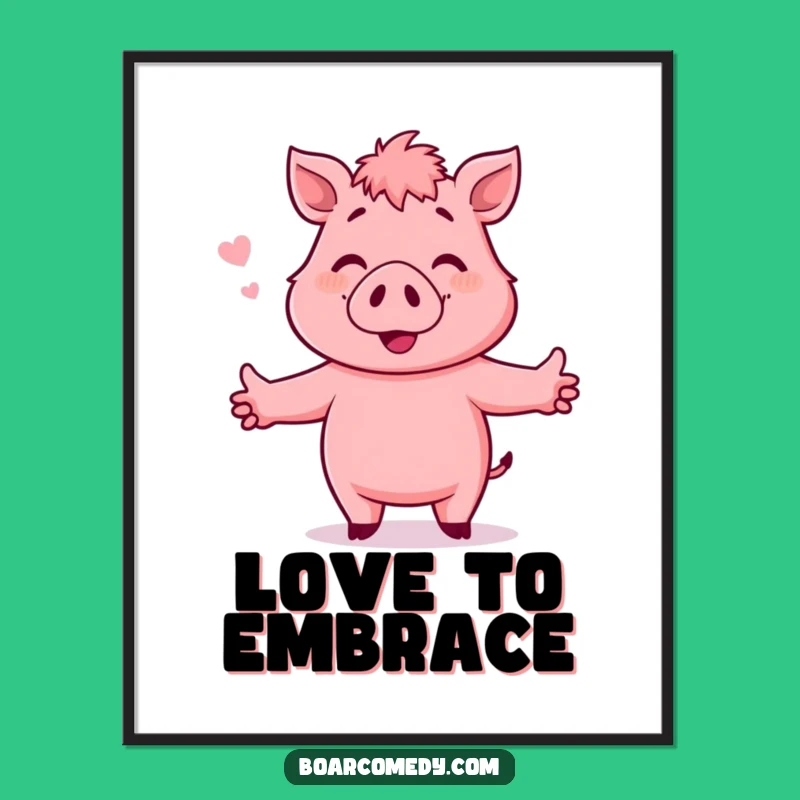 Funny Hugging Boar Digital Art: Instant Hug Download for Your Space