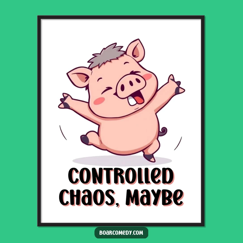 Funny Kawaii Boar Tripping Digital Art: Instant Comical Print, Perfect Funny Gift