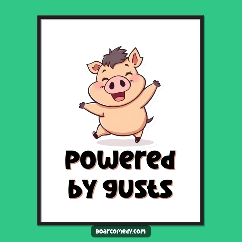 Funny Wind-Pushed Boar Digital Art: Instant Joy for Your Walls