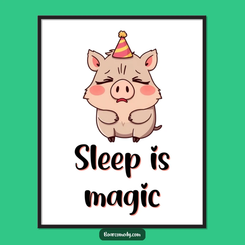 Funny Boar Party Yawn Digital Print: Instant Comedic Relief Art