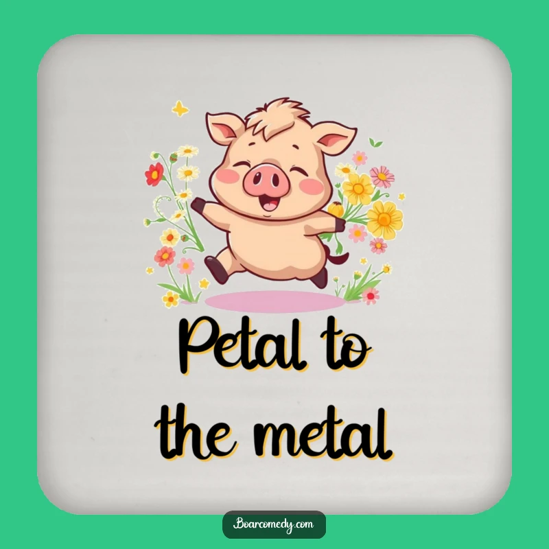 Funny Bouncing Boar Coaster: Joyful Flower Pig Drink Set, Party Funny Gift!