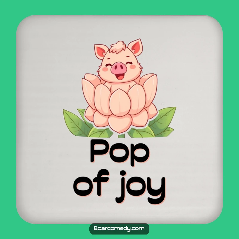 Funny Bubbly Boar Flower Coaster, Protect Surfaces with Cheerful Floral Art
