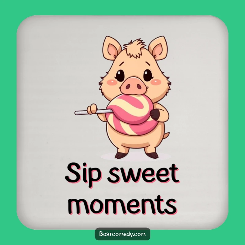 Funny Cheerful Boar Giant Lollipop Coaster - Protect Surfaces Funny Gift