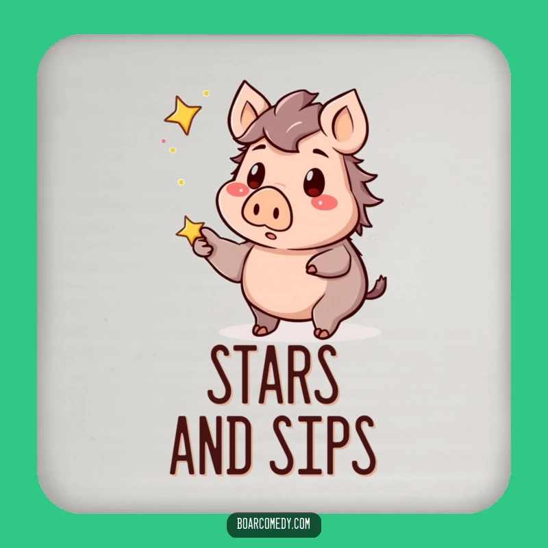 Funny Kawaii Boar Coaster - Starry Surprise Protection - Stylish & Perfect Funny Gift