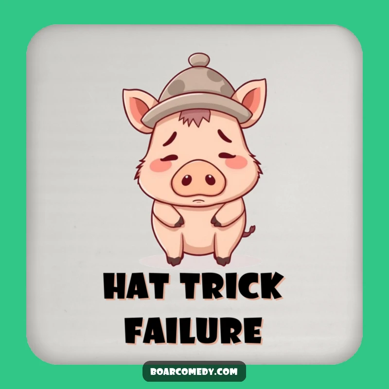 Funny Confused Boar Hat Coaster, Protect Surfaces with Hilarious Headwear Art