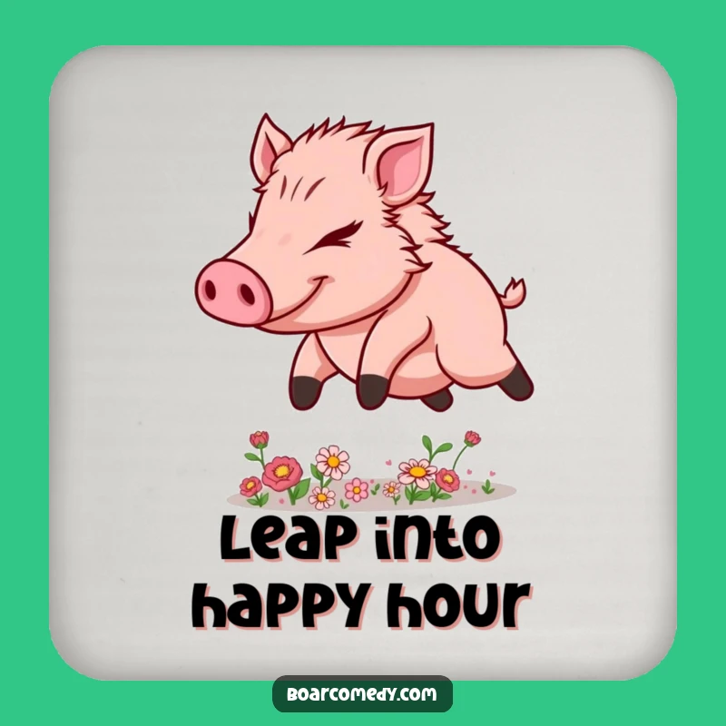 Funny Kawaii Boar Coaster - Flower Leaper Table Protector Gift