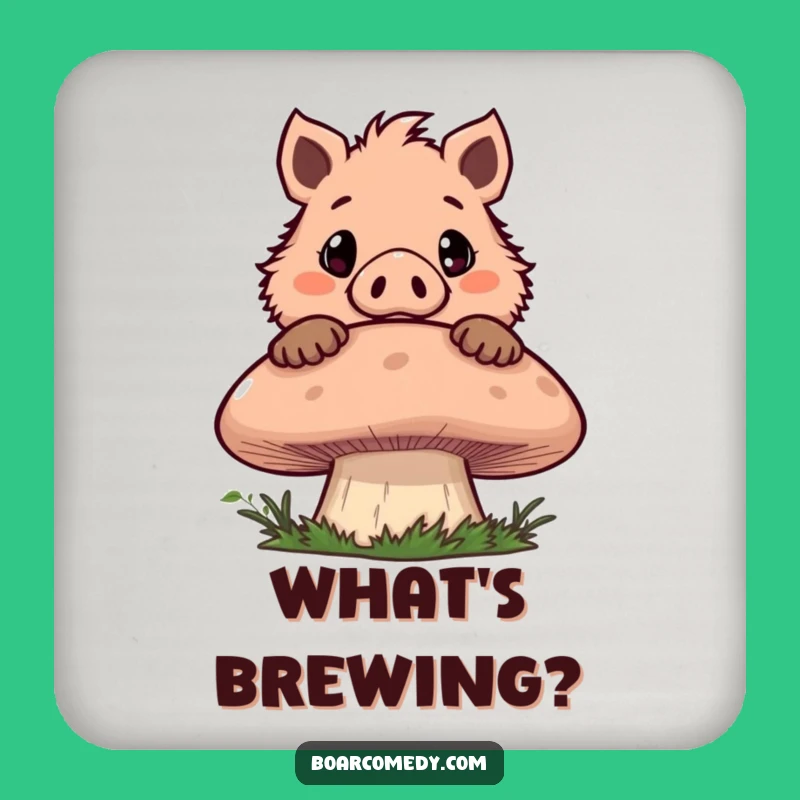 Funny Boar Mushroom Peek Coaster Set: Protect Surfaces with Whimsy